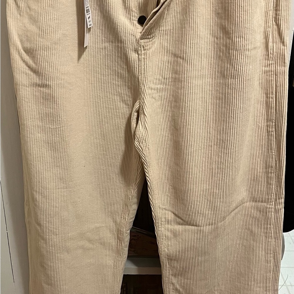 Topshop Corduroy Straight Leg Pants - Cream